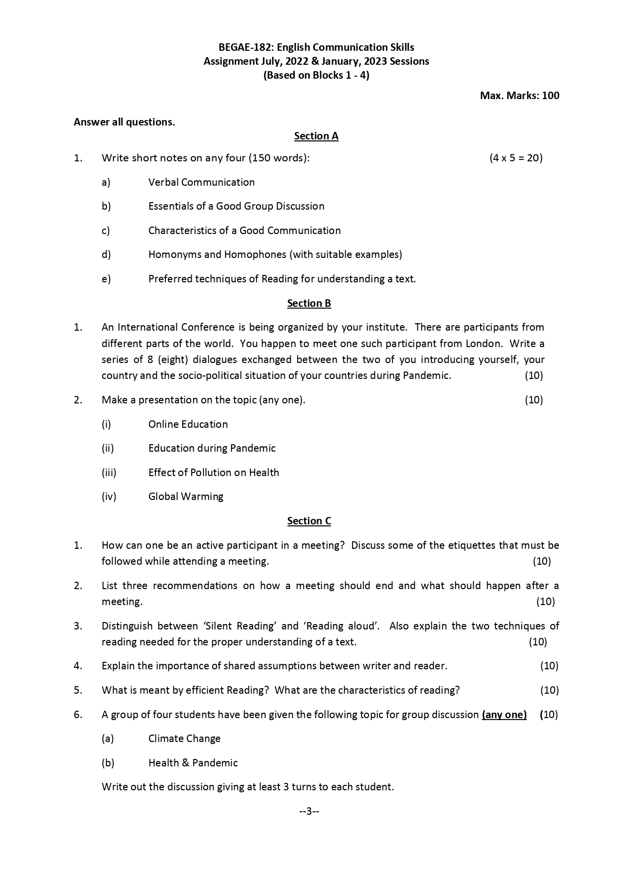begae 182 assignment question paper 2022 23