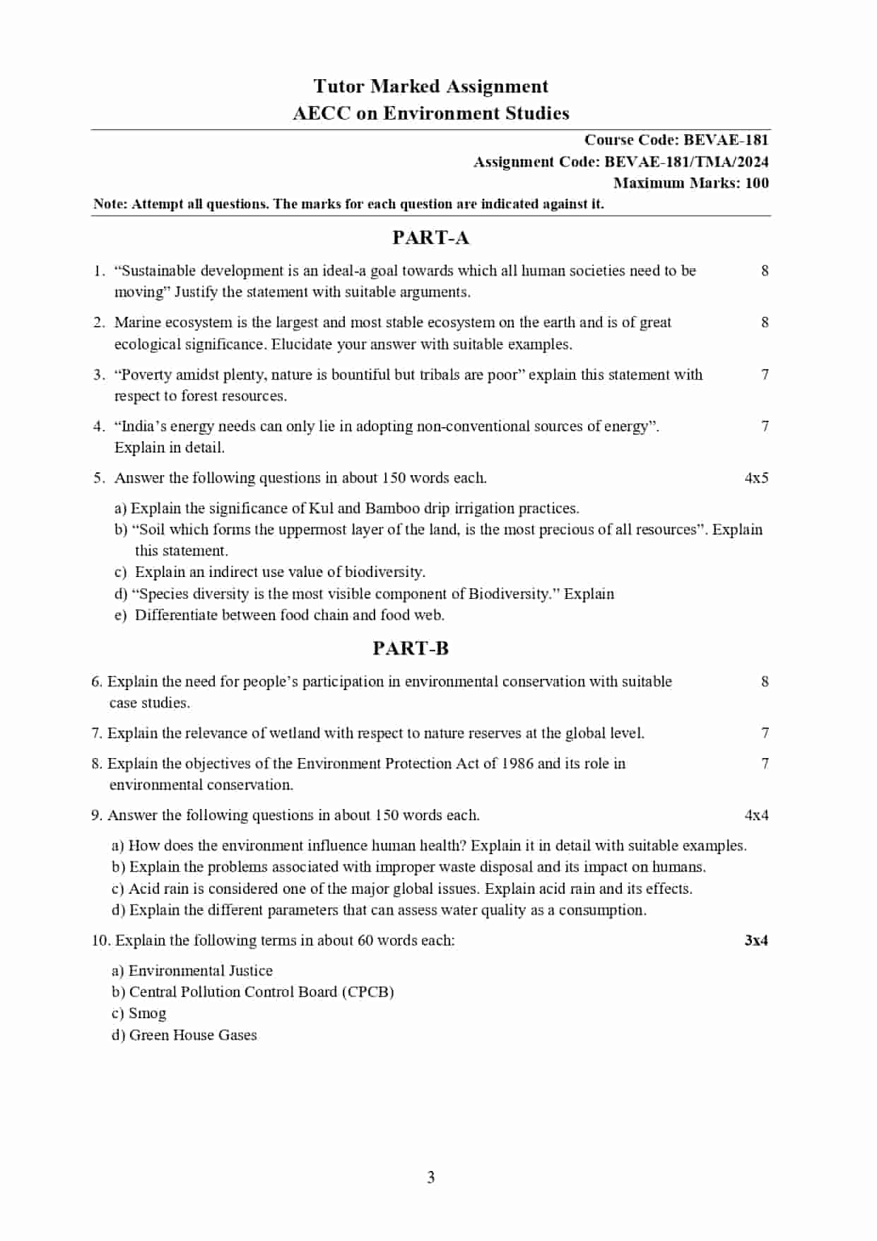IGNOU BEVAE 181 ENGLISH SOLVED ASSIGNMENT 2023-24