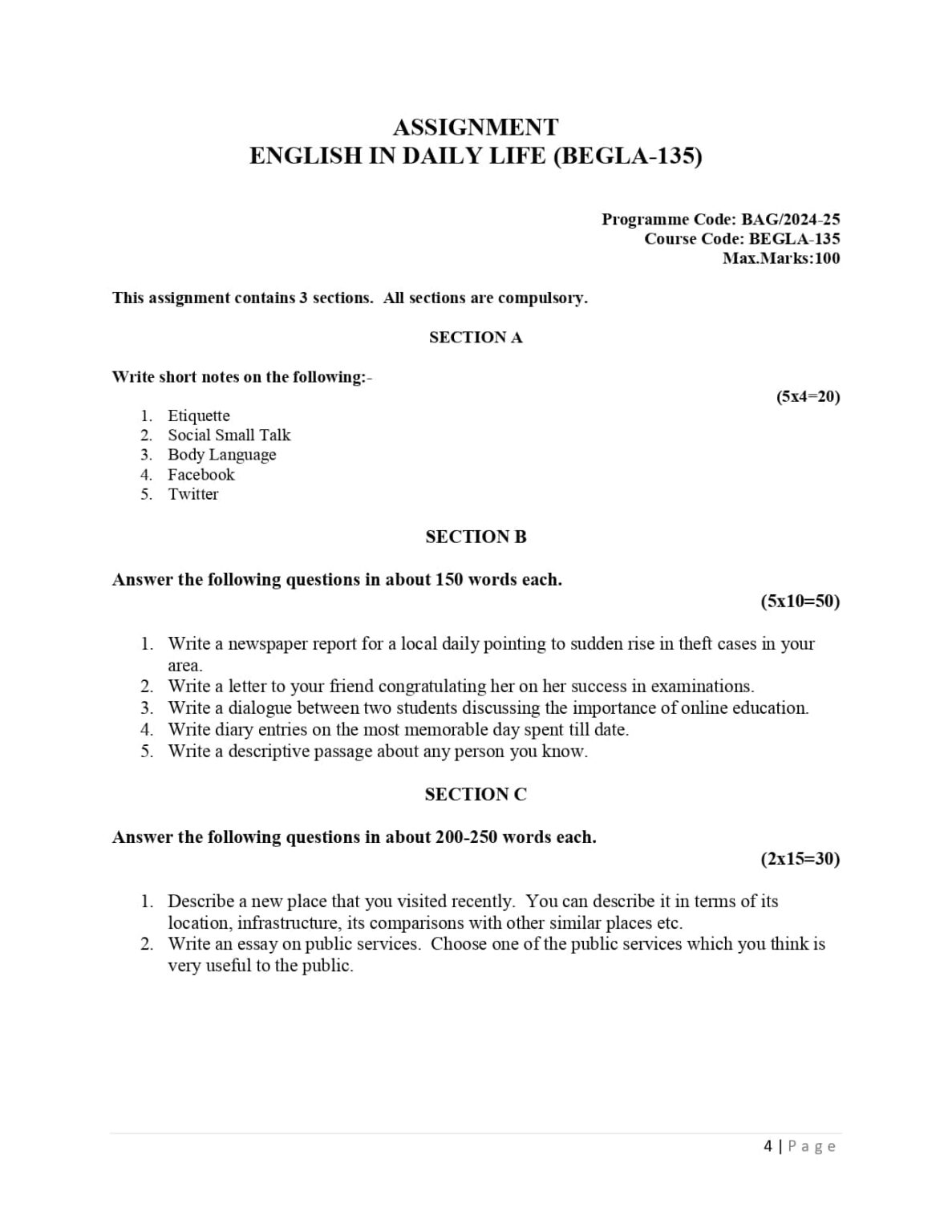 begla 136 solved assignment free pdf